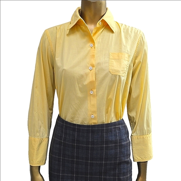 J. Crew Yellow Oxford Button Down Blouse Top Size M - Picture 1 of 6